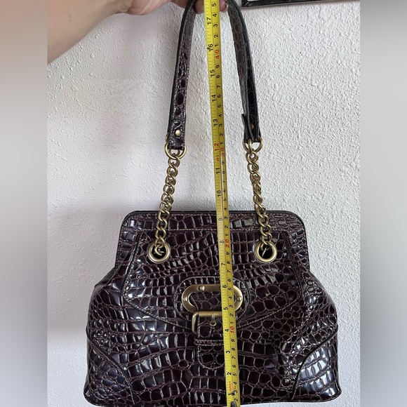 EUC Apt 9 Faux Croc Bag with Brass Accent chain Handles - Picture 8 of 17